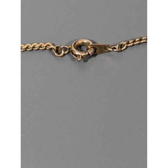 Vintage White Green Enamel Butterfly Pendant Necklace Gold tone 16" - Picture 6 of 9